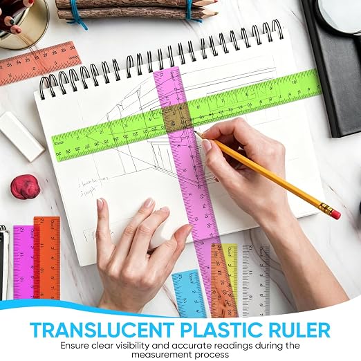 SenseYo 48 Pcs Clear Plastic Rulers 12 Inch Color Transparent Ruler - Image 5