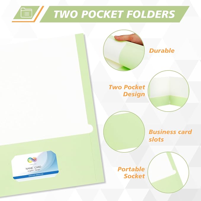 50 Packs Two Pocket Folders, Two Pocket File Folders - Image 3