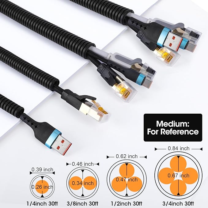 Wire Loom 1/4", 3/4 Inch x 30 FT, Split Wire Loom Tubing Wire Conduit, Cable - Image 2