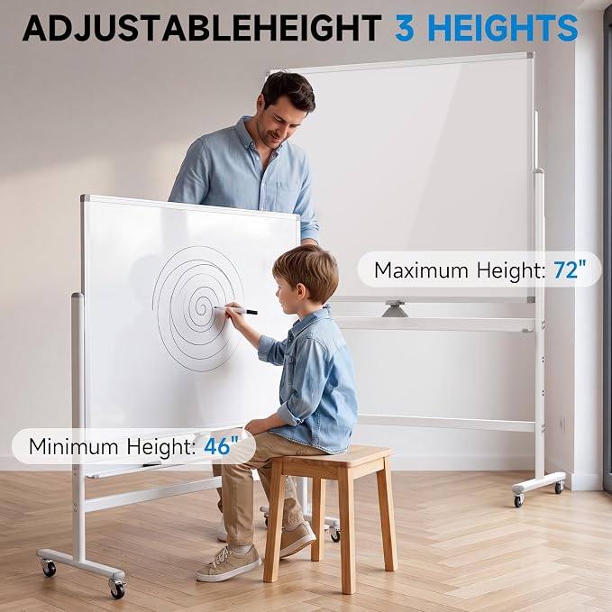 Rolling Whiteboard 60"x48" Magnetic Dry Erase Board - Image 6