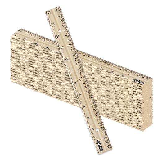 BAZIC Products 12 in Wooden Ruler, Inch & Metric, 24-Box | 12 in; clear inch by BAZICProducts