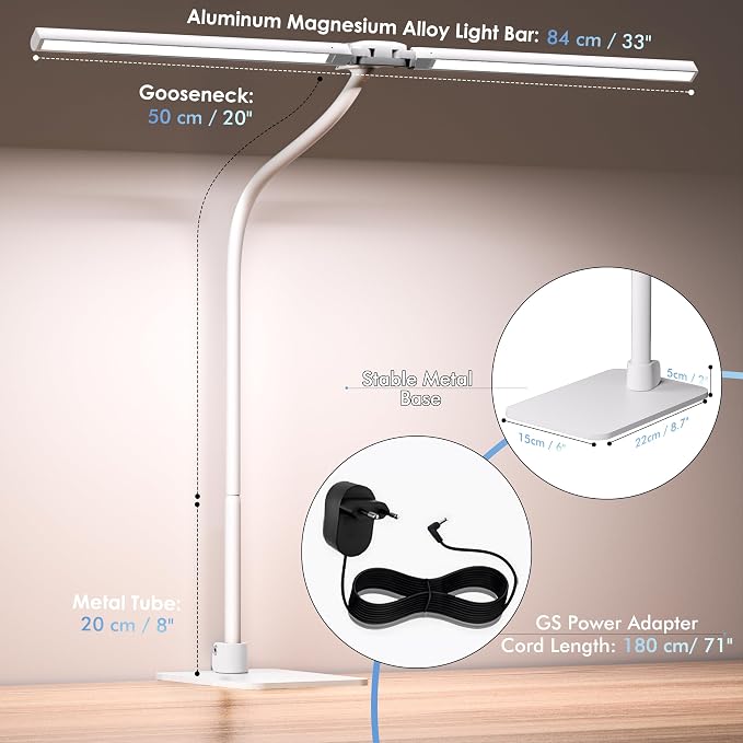 EYOCEAN Desk Lamp with Metal Base, 31.5" LED Office Lamp - Image 7