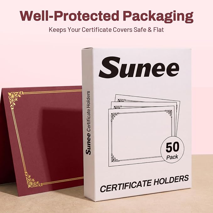 SUNEE Certificate Holders, Diploma Covers Gold Foil Border, - Image 6