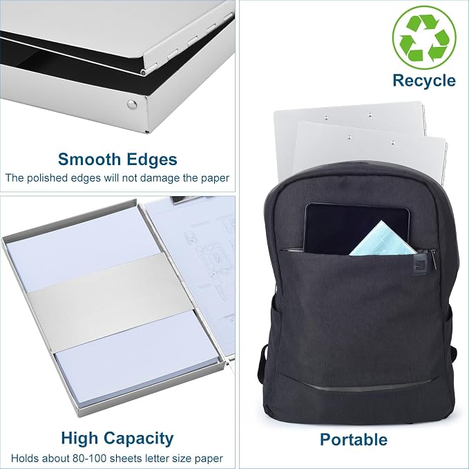 ZCZN Aluminum Clipboard with Storage and Clip Recycled, Clipboard Folder - Image 3