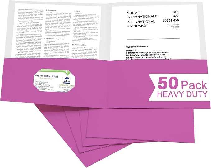 Zzrywuty 50 Packs Heavy Duty Rose Purple 2 Pocket Folders by Zzrywuty
