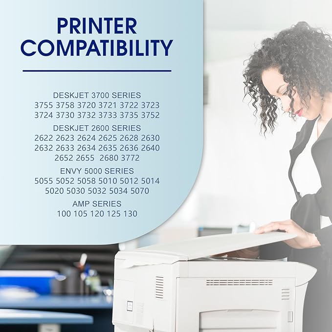 65XL 65 Ink Cartridges Black/Color Combo Pack Compatible for HP Ink 65 Works with Envy 5052 5055 5070 deskje 2600 2622 2652 2655 3700 3755 3772 (1 Black, 1 Color) 2-Pack-DeskLoop Office