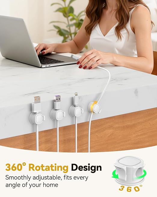 6Pack Rotatable Cord Organizer, INCHOR Cable Organizer, Spring Cable Clips - Image 2