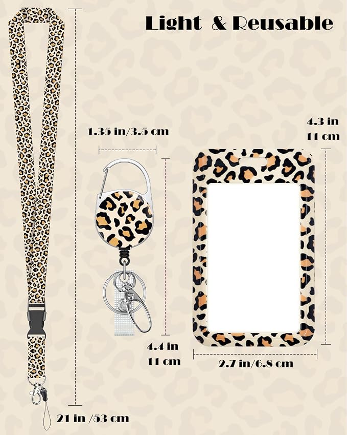 Uniclife Fashionable Sliding Badge Holder Orange Leopard Print Plastic Case - Image 6