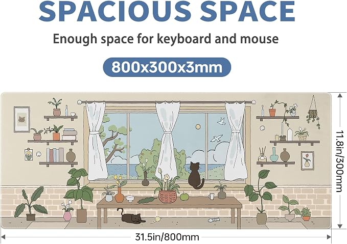 Kawaii Cat Mouse Pad Large Desk Mat Extended Keyboard Mouse Pad Cute Mousepad - Image 2