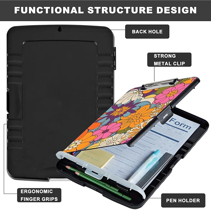 Clipboard with Storage, Heavy Duty Plastic Storage Clipboard with Low Profile - Image 6