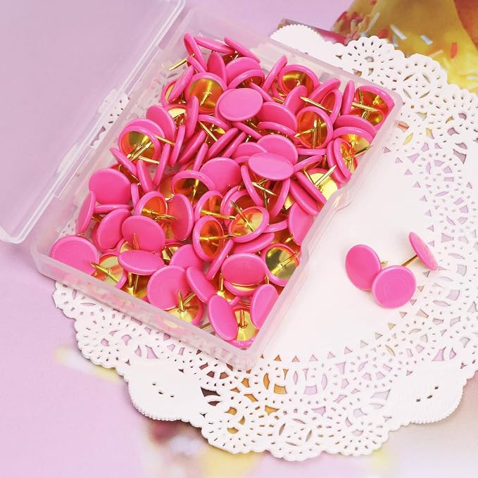 Tupalizy 120PCS Flat Plastic Round Head Map Thumb Tacks Push Pins - Image 4