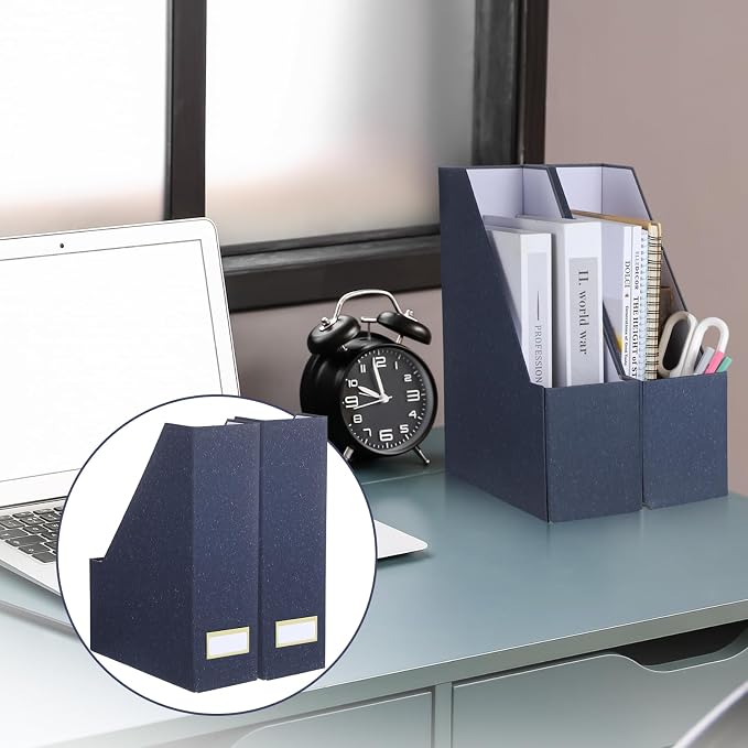 Gueevin Set of 6 Magazine File Holders, Sturdy Cardboard Desk Magazine Organizer - Image 7
