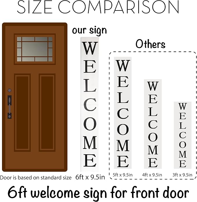 Tall White Welcome Sign - 6ft Rustic Farmhouse Decor - Image 3