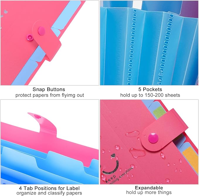 Forvencer Accordion File Organizer, Letter Size, 5 Pocket Expanding File Folder - Image 7