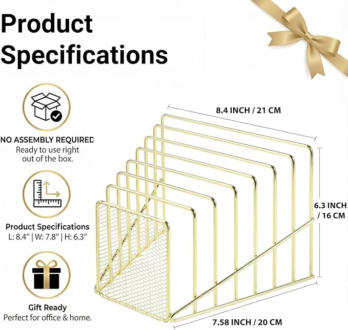 2 pcs Incline File Sorter, 7 Slot Magazine Holder - Image 3