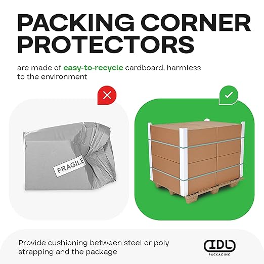 IDL Packaging Cardboard Edge Protector 2" X 2" X 24", Pack of 100 – V-Board Reinforced Cardboard Corners for Shipping – White Kraft Corner Protectors for Pallets-DeskLoop Office