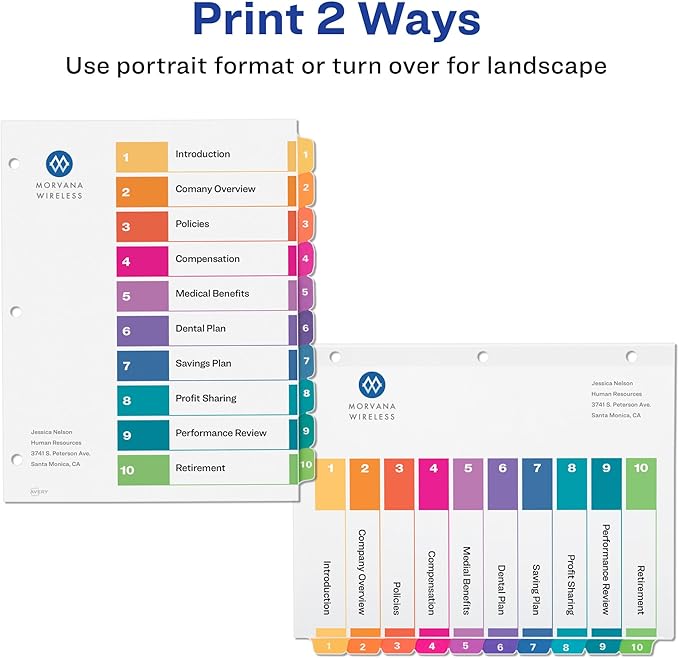 Avery 10 Tab Dividers | Multicolor Tabs | Table of Contents | - Image 3