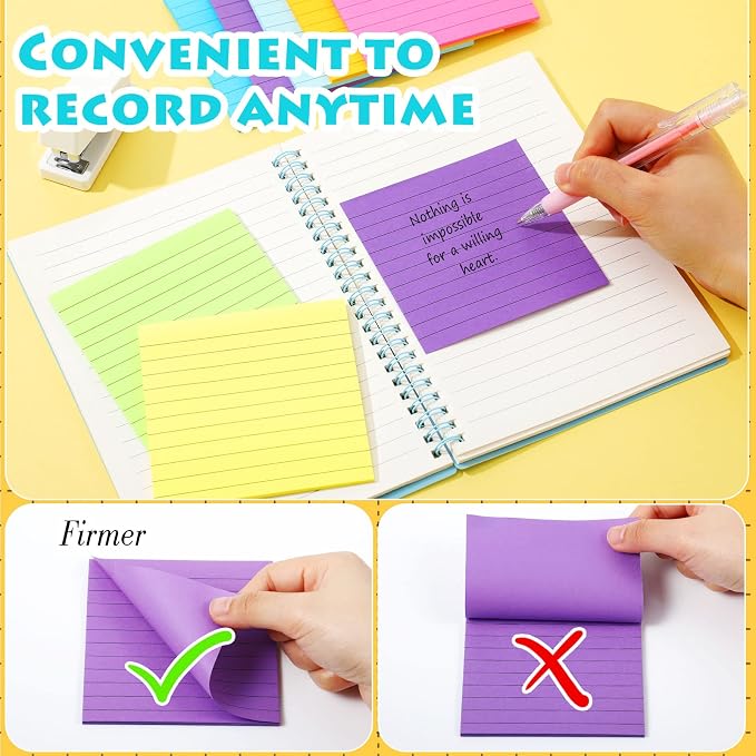 Yexiya 64 Pcs Lined Sticky Notes 4 x 4 Inch Self Stick Notes Pads - Image 7