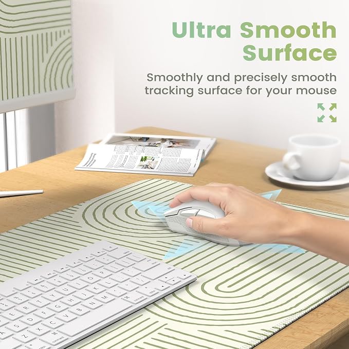 iCasso Green Desk Matt for Desktop, Cute Desk Pad Mat, Large Mouse Pad - Image 3