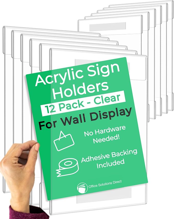 Acrylic Sign Holder 8.5 x 11 for Wall Display | Clear Sign Holders 8.5x11 - Image 9