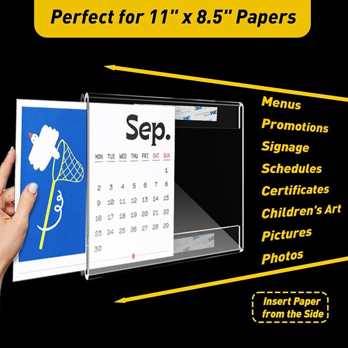 KSacry 6 Pcs Acrylic Sign Holder 11 x 8.5, Horizontal Wall Mount Sign Holders - Image 5