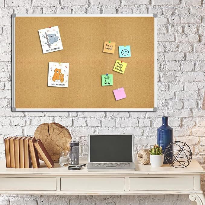 Lockways Cork Board Bulletin Board, Double Sided Corkboard 48 x 31, - Image 5