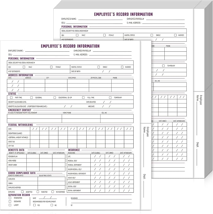 Glenmal 30 Pcs Confidential Employee Record Folders Employee File Folders by Glenmal