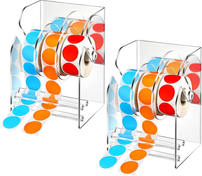 Geosar 2 Pcs Adjustable Label Dispenser 3 Disks Sticker Roll Holder Sticker by Geosar