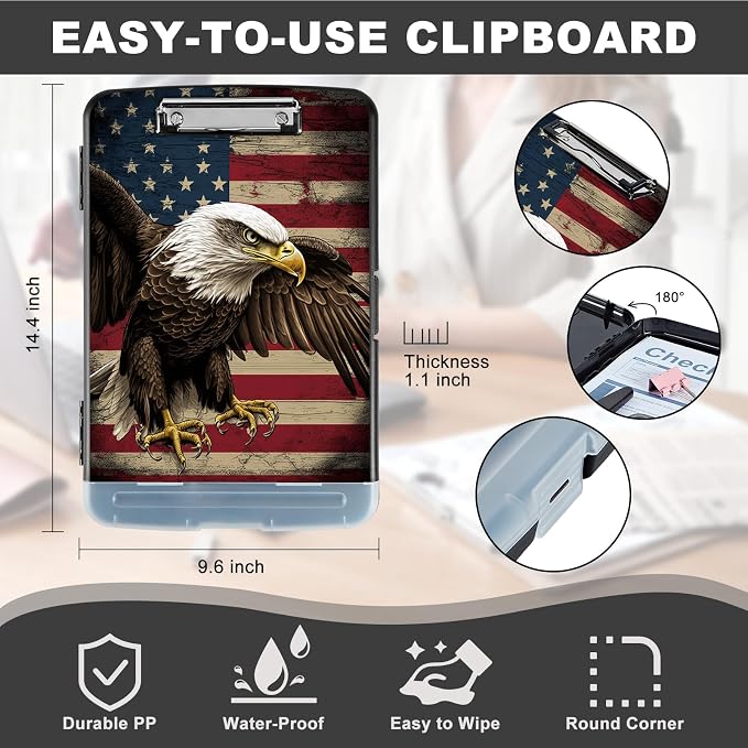 Clipboard with Storage, Heavy Duty Plastic Storage Clipboard with Low Profile - Image 3
