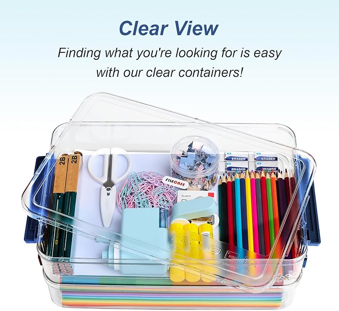 CATOOMUU 2-Pack 9x13 Clear Plastic Project Case Stackable Storage Box | 5.5Qt - Image 5