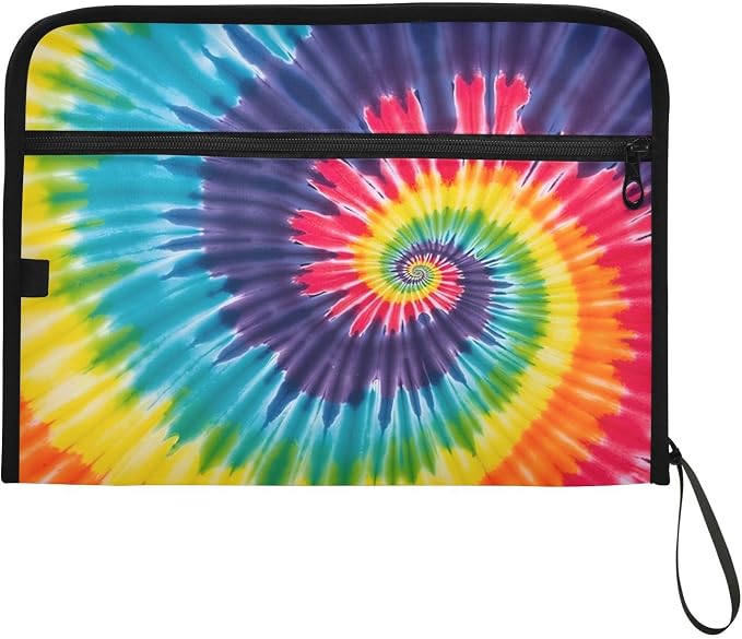 Expanding File Folder Tie Dye Rainbow Swirl Accordion File Organizer 13 Pockets - Image 7