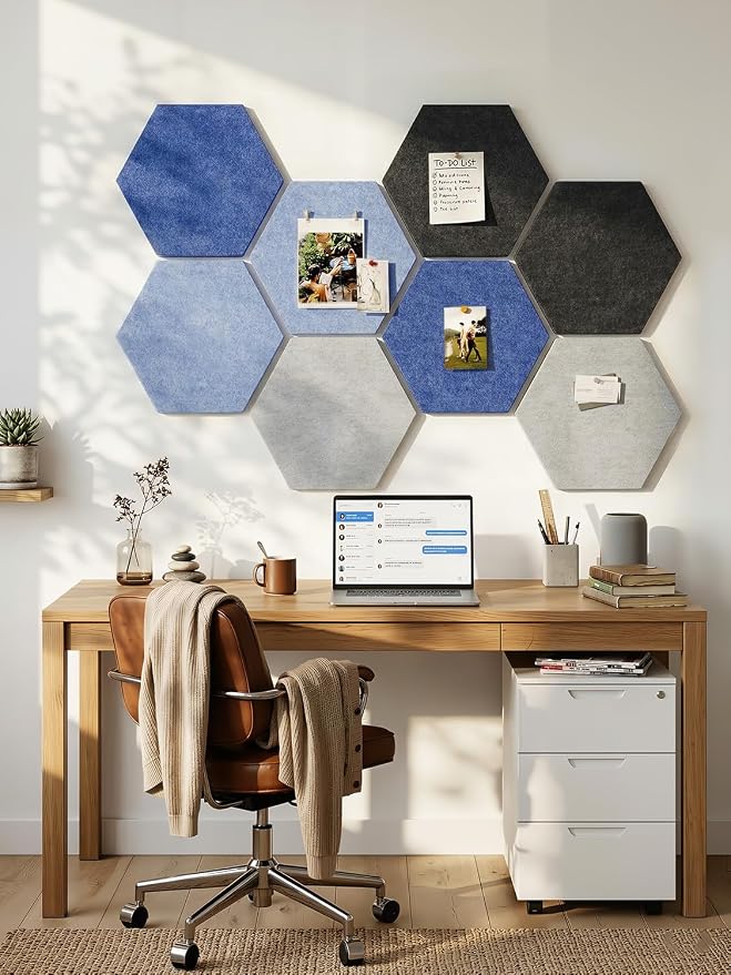 8 Pack Hexagon Felt Bulletin Board Tiles - Image 8