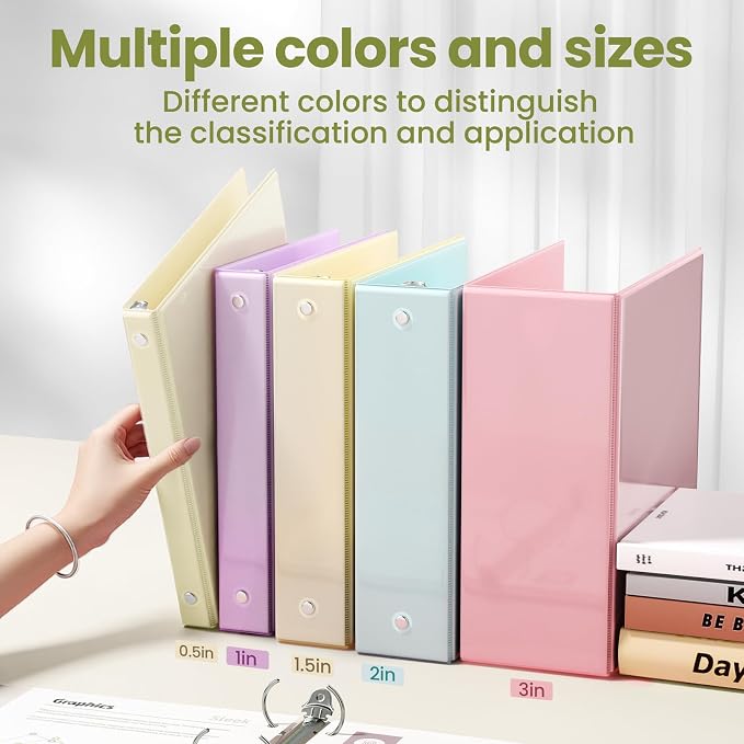 SUNEE 3 Ring Binder 1 Inch 1 Pack, Light Yellow - Image 5