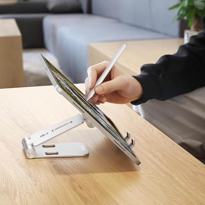 OMOTON Foldable Cell Phone Stand, C4 Portable Aluminum Phone Holder, Adjustable - Image 4