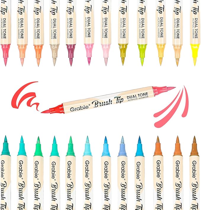 Grabie 72 Colors Acrylic Paint Markers, Soft Brush Tip Acrylic Markers Set, Paint Pens for Wood, Fabric, Canvas, Glass, Stone, Canvas, Rock Painting and DIY Crafts Art Supplies-DeskLoop Office