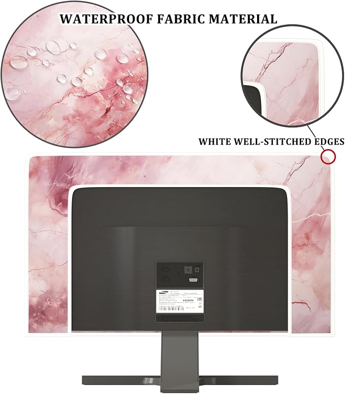 Baocicco Fashion Pink Marble Waterproof Television Cover 32 Inch Full Body - Image 3