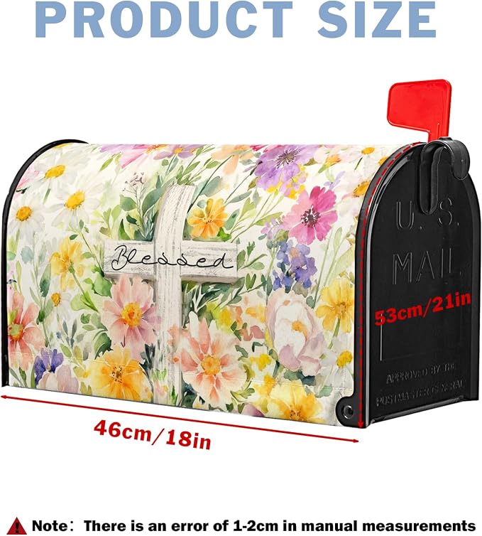 Spring Floral Mailbox Cover Magnetic Standard Size Easter Cross Mailbox Covers - Image 4