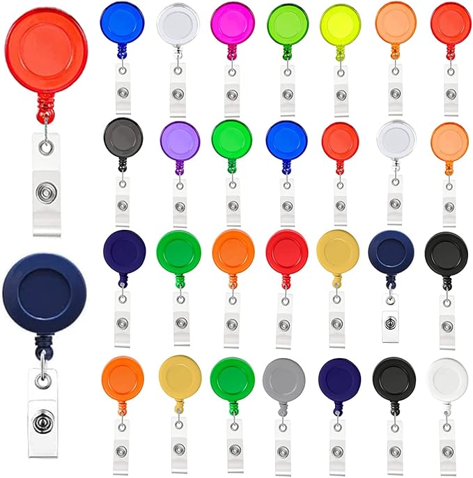 30 Pack Retractable Badge Holders, Badge Reel Name ID Badge Clips by Cologo