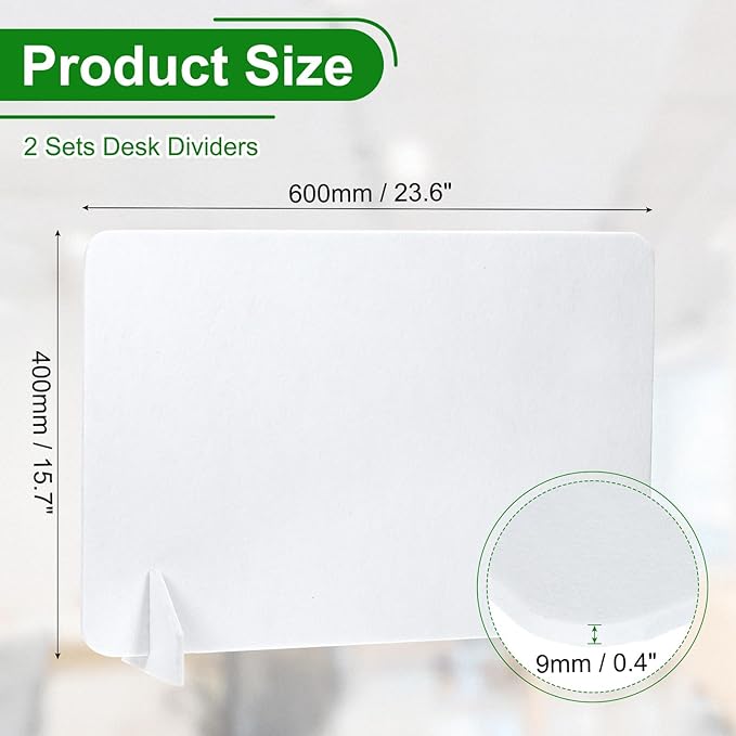 PATIKIL Desk Divider, 2 Set 24 x 16 Inch Acoustic Freestanding Desk Divider Desk Privacy Panel with 4 Pcs Support Feet for Library Office Workstation, White-DeskLoop Office