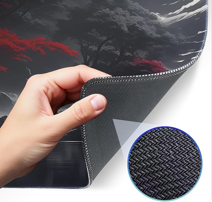 Japanese Dark Red Moon Gaming Mouse Pad, Extended Mouse Pad - Image 4