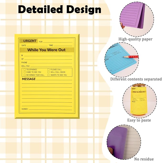 9 Pieces Phone Message Pads for Office, Big Sticky Notes for Wall, Urgent While - Image 3