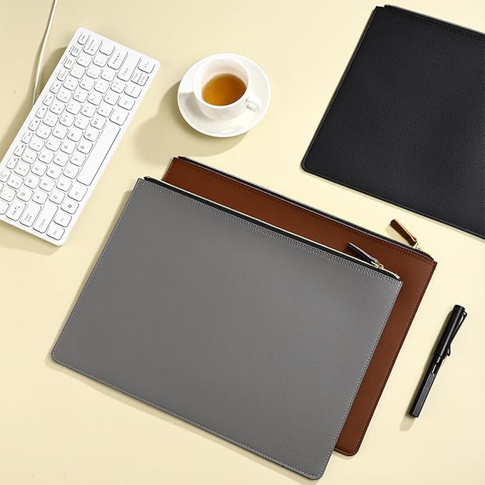 PU Leather A4 File Folder Zipper Document Holder Envelope Folder Case - Image 8