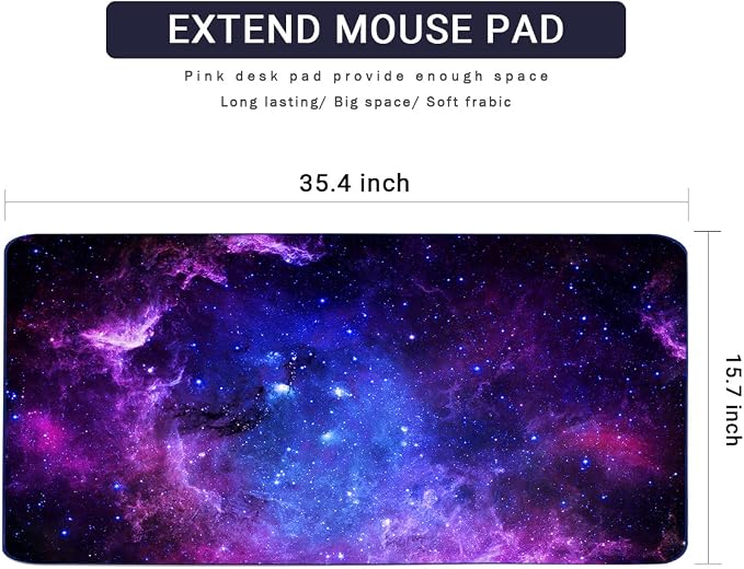 Extended Gaming Mouse Pad, Large Desk Pad Laptop Computer Keyboard Mat - Image 2