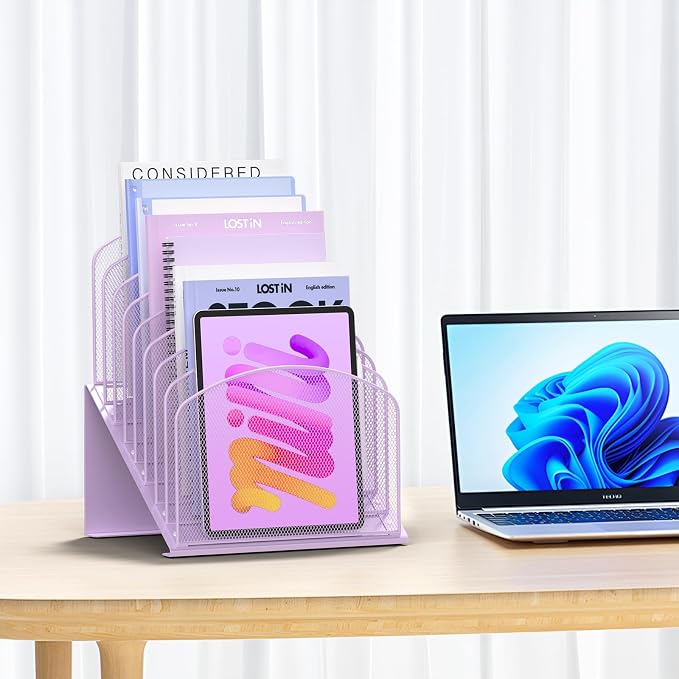Inclined Desk File Organizer Metal Desk Magazine Folder Holder - Image 2