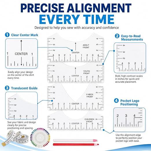 Tshirt-Ruler Guide Alignment Tool to Center Designs, T-Shirt Ruler Guide - Image 4