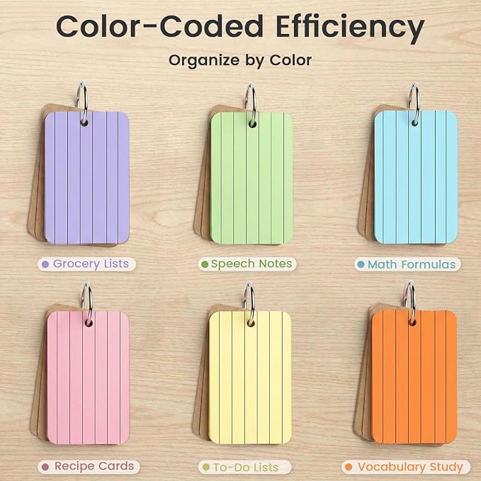 Koogel Colored Index Cards, 2.2 x 3.5 Inchs Flash Card Lined Ruled on Both Side - Image 2