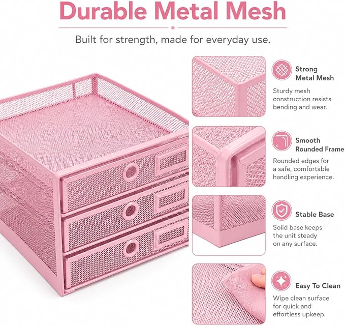 EXERZ Paper Sorter 3 Drawer Wire Mesh A4 / Desk Multifunctional Desk - Image 4