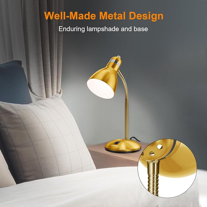 LEPOWER Metal Desk Lamp, Adjustable Goose Neck Table Lamp, Eye-Caring Study - Image 3