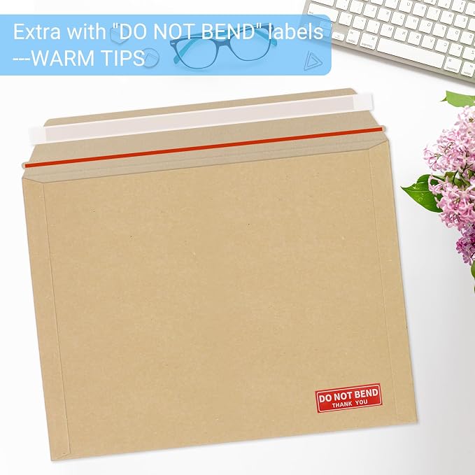 zmybcpack 25 Pack 10x13.5 inch Kraft Rigid Mailer Self Seal Photo Document - Image 4