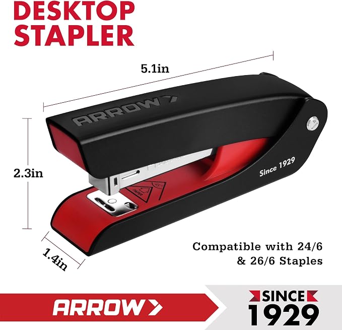 Arrow Office Stapler Set, 25 Sheet Capacity Metal Desk Staplers - Image 2